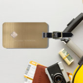 銅ブラシ仕上げメタルアイボリーダイヤモノグラムのモンド ラゲッジタグ