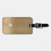 銅ブラシ仕上げメタルアイボリーダイヤモノグラムのモンド ラゲッジタグ (正面横)