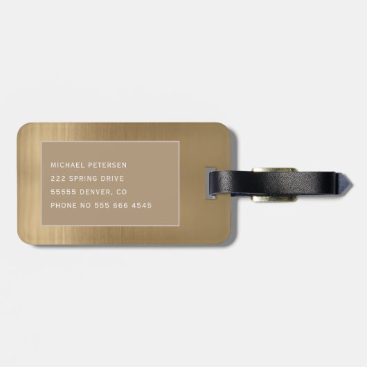 銅ブラシ仕上げメタルアイボリーダイヤモノグラムのモンド ラゲッジタグ (裏面横)