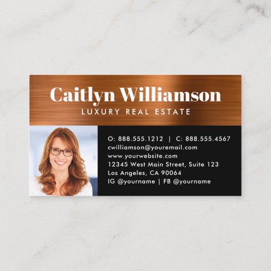 銅ブラックフォト実在エステートエージェントブローカーハウス 名刺 (裏面)