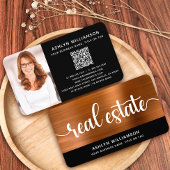 銅ブラックフォト実在エステートエージェントQRコードはっきりした 名刺