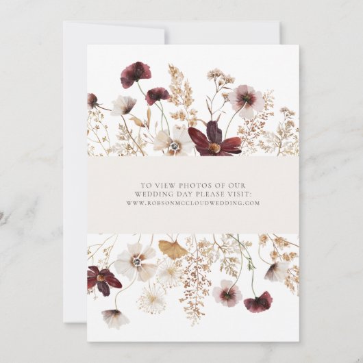 銅ブルゴーニュのワイルドフラワーの駆け落ち 招待状 (裏面)