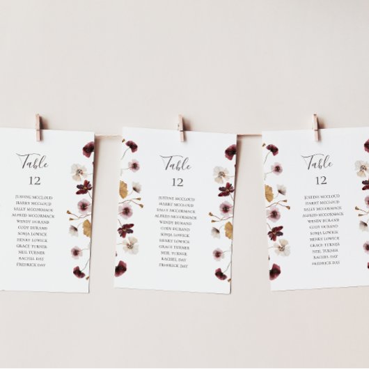 銅ブルゴーニュのワイルドフラワーテーブルの座席表