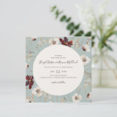 銅ブルゴーニュの野花 |ティール（緑がかった色）スクエア結婚ズ 招待状 (スタンド正面)