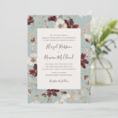 銅ブルゴーニュの野花 |ティール（緑がかった色） 伝統的 招待状 (スタンド正面)