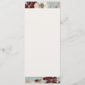 銅ブルゴーニュの野花 |ティール（緑がかった色）結婚のディナー メニュー (裏面)