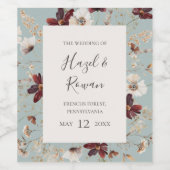 銅ブルゴーニュの野花 |ティール(緑がかった色)結婚ズ ワインラベル (シングルラベル)