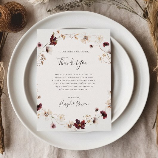 銅ブルゴーニュの野花 |ベージュサンキューカード ポストカード