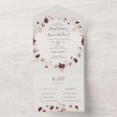 銅ブルゴーニュの野花 |ベージュシールと送信 オールインワン招待状 (内側)