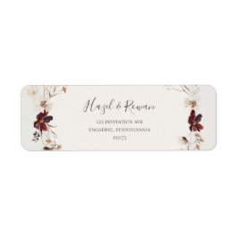 銅ブルゴーニュの野花 |ベージュ差出人住所 ラベル