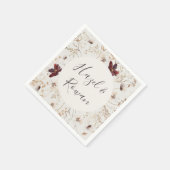 銅ブルゴーニュの野花 |ベージュ結婚ズ スタンダードカクテルナプキン (角)