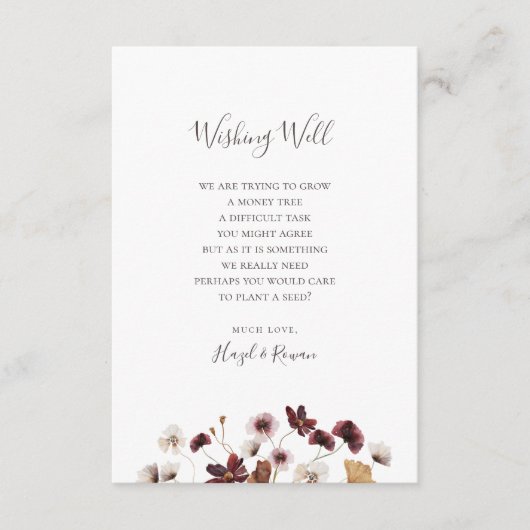 銅ブルゴーニュの野花 |結婚さんの願い エンクロージャーカード (正面)