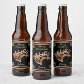 銅ブル威厳のあるエルクシルエット ビールラベル (ボトル)