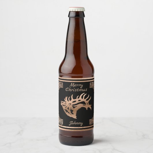 銅ブル威厳のあるエルクシルエット ビールラベル (正面)