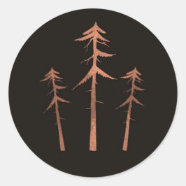 銅ブロンズの背の高い松の木の素朴なウェディング ラウンドシール