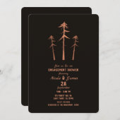 銅ブロンズの背の高い松の木の素朴なエンゲージメント 招待状 (正面/裏面)