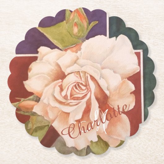 銅ブロンズフローラ ペーパーコースター (正面)