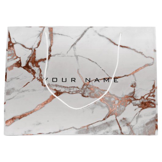 銅ブロンズマーブルメタリックギフトグレーシルバールクス ラージペーパーバッグ (正面)