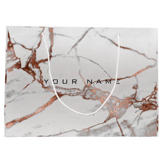 銅ブロンズマーブルメタリックギフトグレーシルバールクス ラージペーパーバッグ (裏面)