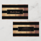銅ブロンズ&ブラックストライプシックグモダンラム 名刺 (正面/裏面)