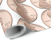 銅ペニーコインパターン – リンカーンセントデザイン ラッピングペーパー (ロールコーナー)