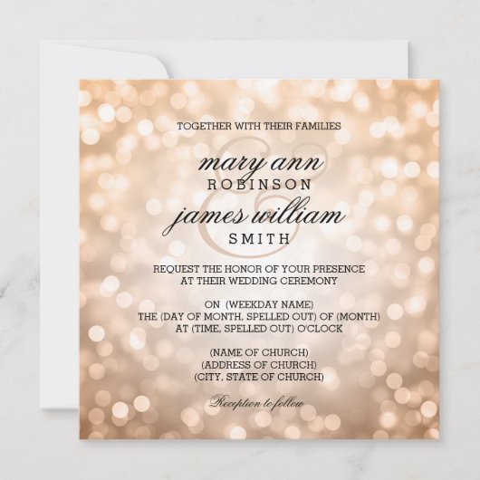 銅ボケライト エレガントなウェディング 招待状 (正面)
