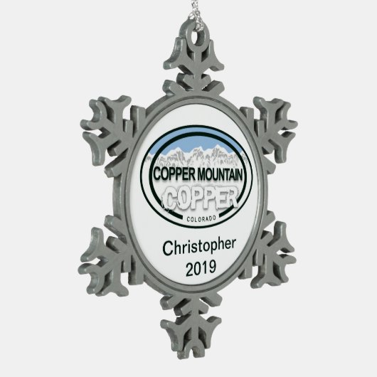 銅マウンパーソナライズされたトコロラドクリスマス スノーフレークピューターオーナメント (左)
