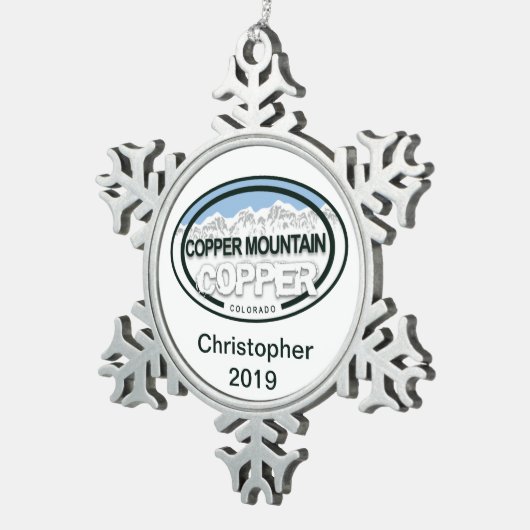 銅マウンパーソナライズされたトコロラドクリスマス スノーフレークピューターオーナメント (右)