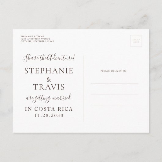 銅マップ宛先ウェディング日付を保存 案内ポストカード (裏面)