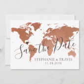 銅マップ宛先ウェディング日付カードを保存 案内状 (正面)