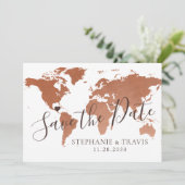 銅マップ宛先ウェディング日付カードを保存 案内状 (スタンド正面)