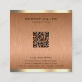 銅ミニマル茶色のテクスチャ錫金ゴールド縁ど スクエア名刺 (裏面)