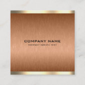 銅ミニマル茶色のテクスチャ錫金ゴールド縁ど スクエア名刺 (正面)