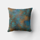 銅メタリックティール(緑がかった色)パティーナフローラブルースローピル クッション (裏面)