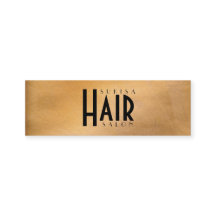 銅メタリック ヘアサロン 細身のビジネスカード