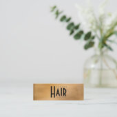 銅メタリック ヘアサロン 細身のビジネスカード スキニー名刺 (スタンド正面)