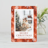 銅メリークリスマススノーフレークの雪の写真 シーズンカード (スタンド正面)