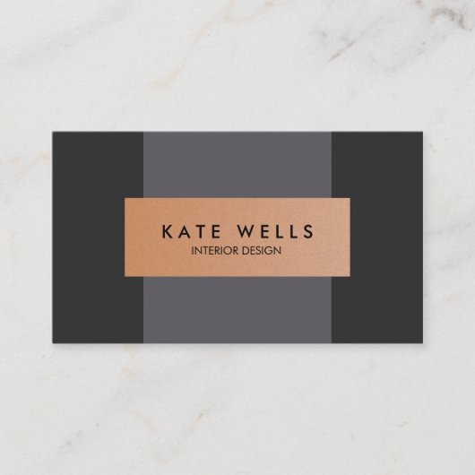 銅モダンと暗紫色の色ブロックデザイナー 名刺 (正面)