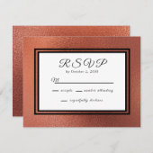 銅モダンと黒のエレガントな結婚式 出欠カード (正面/裏面)