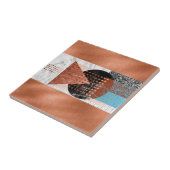 銅モダンティール(緑がかった色)ブルーブラックジオメトリックパターン タイル (側面)