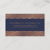 銅モダンバラゴールドフォイルネイビーブルーシェブロン 名刺 (裏面)