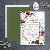 銅モダン幾何学的ブルゴーニュ優雅な結婚式 招待状