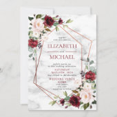 銅モダン幾何学的ブルゴーニュ優雅な結婚式 招待状 (正面)