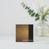 銅モダン金ゴールドブラックフレームミニマリスト スクエア名刺 (スタンド正面)