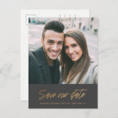 銅モダン金ゴールド頭蓋骨 | 日付救の写真 案内ポストカード (正面/裏面)