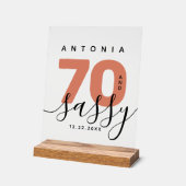 銅モダン70ガーリーおよびサッシー誕生日 アクリルサイン (傾斜)