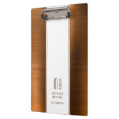 銅モノグラムの茶色ブラシ仕上げ金属事業 クリップボード (左)