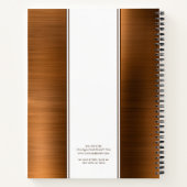 銅モノグラムの茶色ブラシ仕上げ金属事業 ノートブック (裏面)