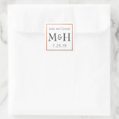 銅モノグラム結婚のステッカーの好意ラベル スクエアシール (バッグ)