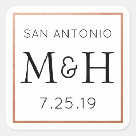 銅モノグラム結婚のステッカーの好意ラベル スクエアシール